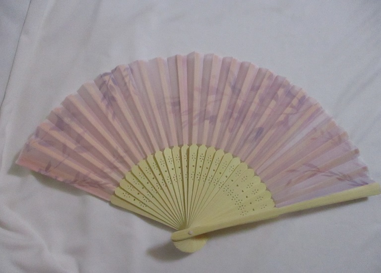 送料無料!【 桔梗 ききょう ピンク 扇子 布タイプ 】21㎝ 天然竹 和 せんす うちわ 浴衣 着物拍卖