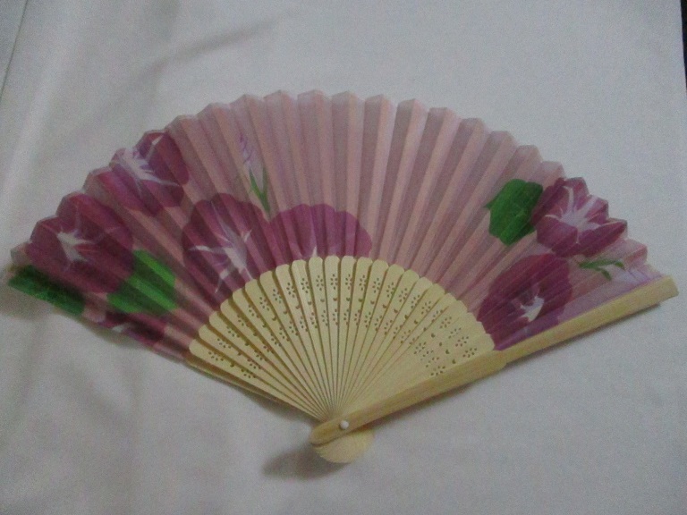 送料無料!【 朝顔 桃色 扇子 布タイプ 】21㎝ 天然竹 和 せんす うちわ 浴衣 着物拍卖