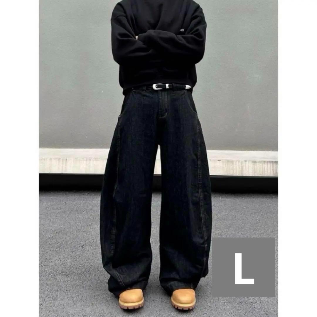 ワイドパンツ バギー デニム 黒 Y2K 韓国 ダボ系 ストリート バレルレッグ拍卖