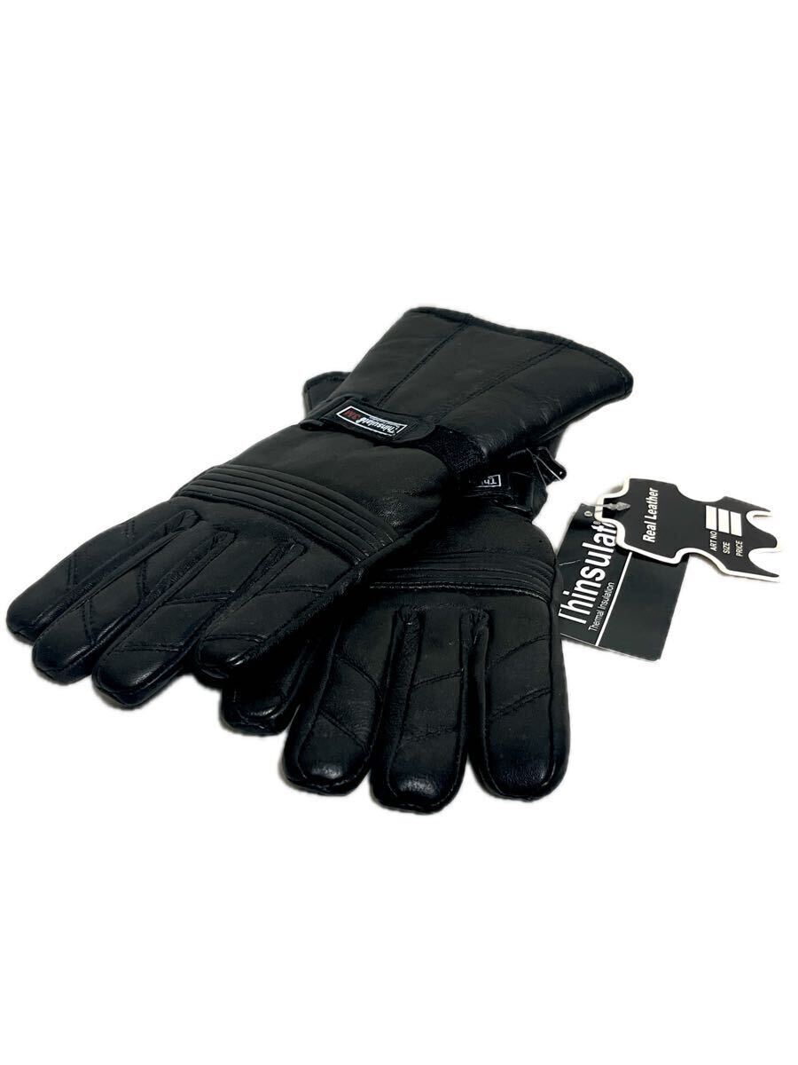 新品 バイク用 防寒 シンサレート ガントレット レザーグローブ 手袋 ブラック 黒 /ハーレー パウワウ チャーチル クシタニ ナパ デグナー拍卖