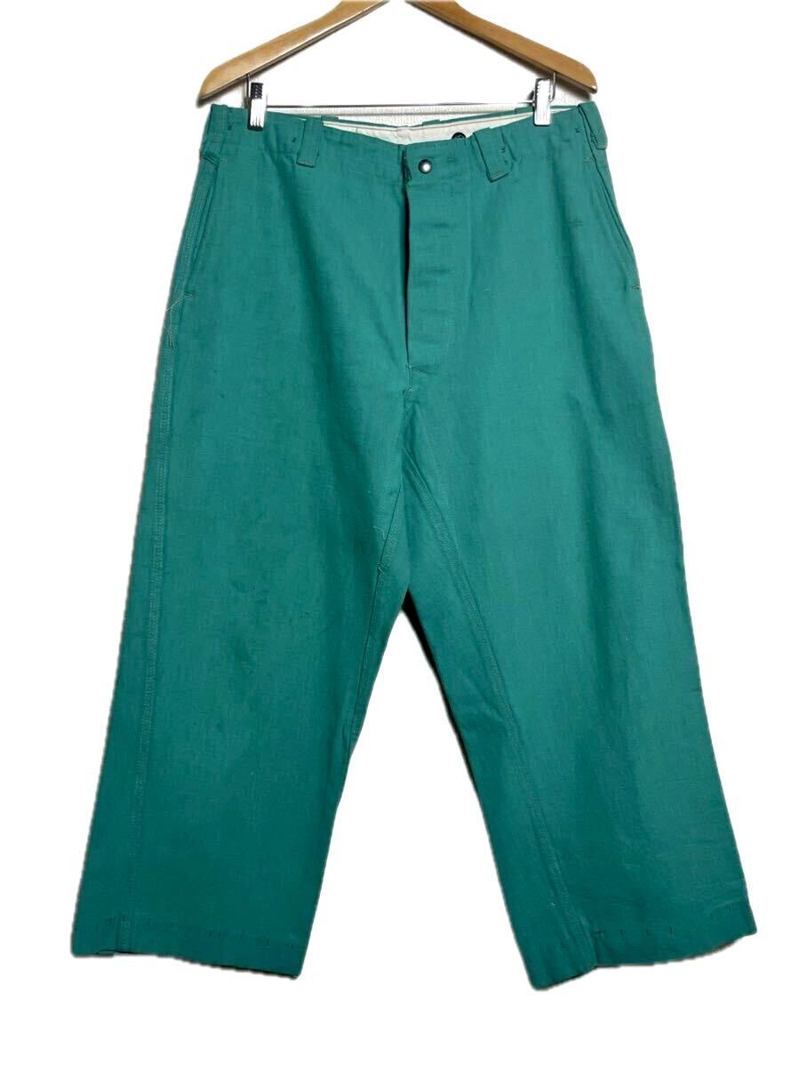 50s USA製 ビンテージ グリーンコバート グリーン デニム FYRESAFE ドーナツボタン ワーク パンツ ツイル カラー 拍卖