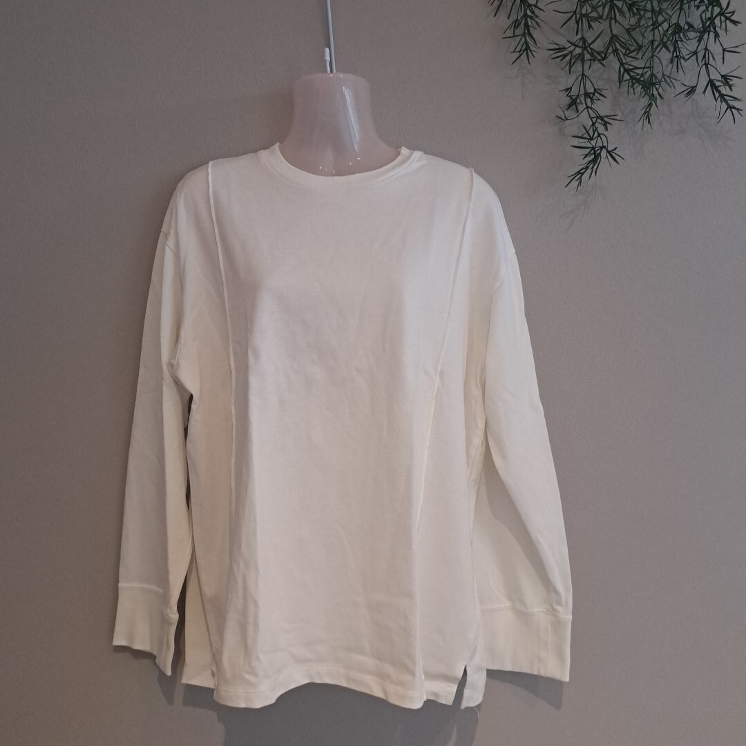 ミラオーウェン 白 カットソー トップス 長袖Tシャツ ロンT 無地 ホワイト拍卖