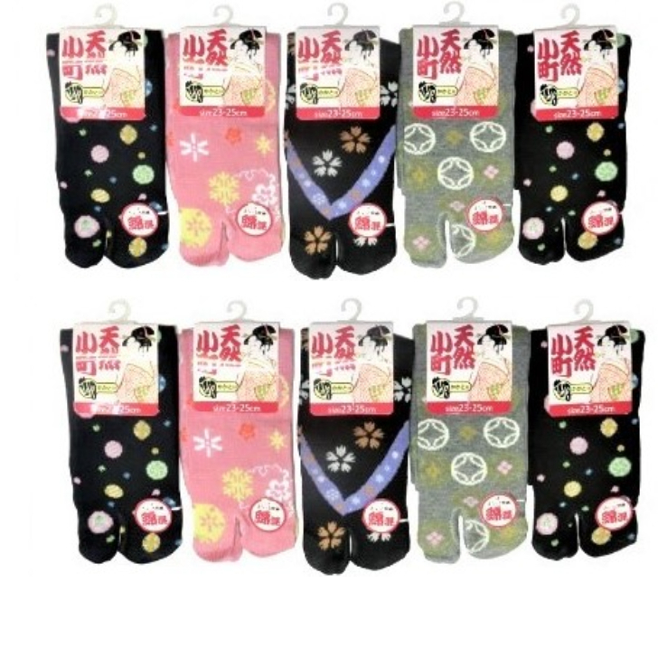 新品 送料無料●大量10足 婦人用 レディースソックス 足袋ソックス 和柄 人気柄 着物にも拍卖
