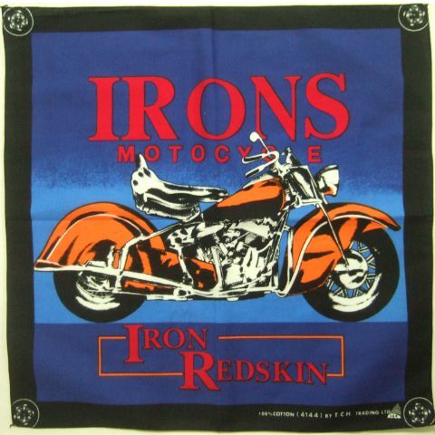 横浜最新 素敵なオールドバイクIRONS☆魅惑のバンダナ 青 メンズレディース 同梱4枚まで送料180円ξ☆Bξ ξBandanaA4b拍卖