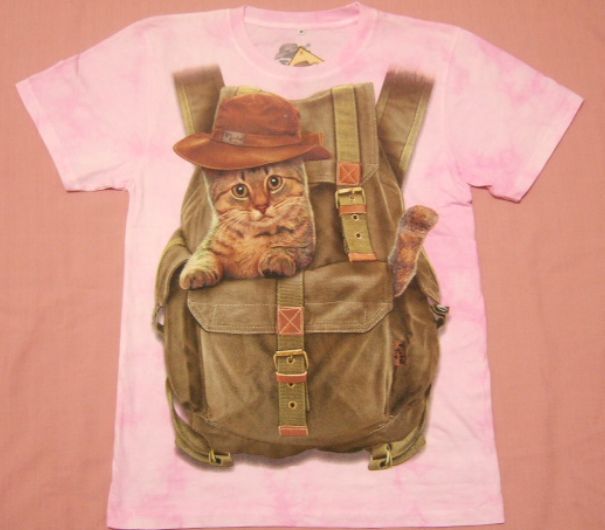 横浜最新 訳あり 可愛い猫ちゃんとリュック♪魅惑の夜光Tシャツ ピンク 絞り柄 M, L 送料無料 ξtsξ ξ ξanξ ξ80拍卖