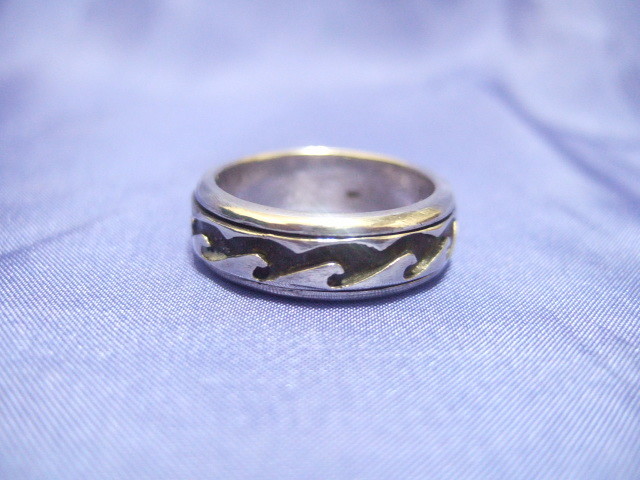 横浜最新 シルバー925SILVER銀♪魅惑のスピンリング 波 20号 7.3~8.1g メンズレディース 送料無料ξgRξ ξ指輪A65拍卖