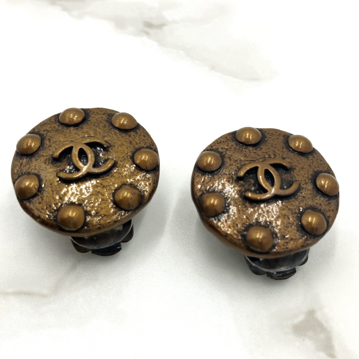 1円 美品 CHANEL シャネル ココマーク イヤリング アクセサリー コメあり 97A ヴィンテージ クリップ式 ゴールド系 アンティーク拍卖