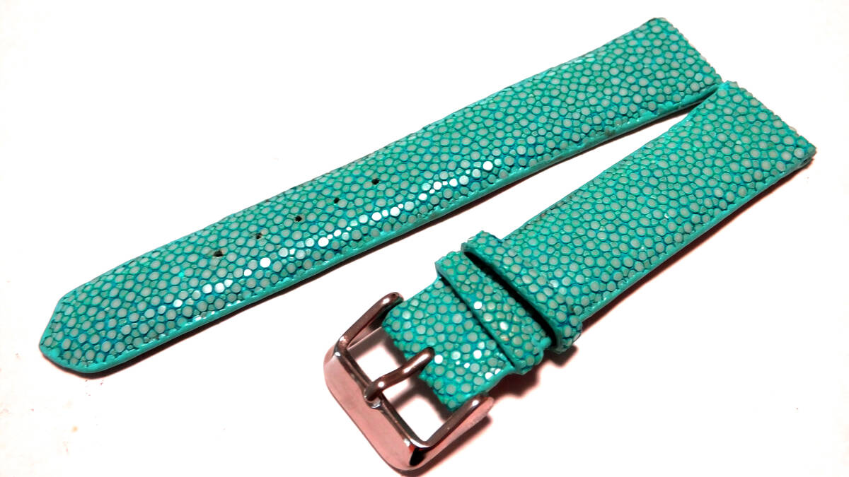 エイ革 スティングレイ ポリッシュ ターコイズ 19mm STPSA 少し長め拍卖