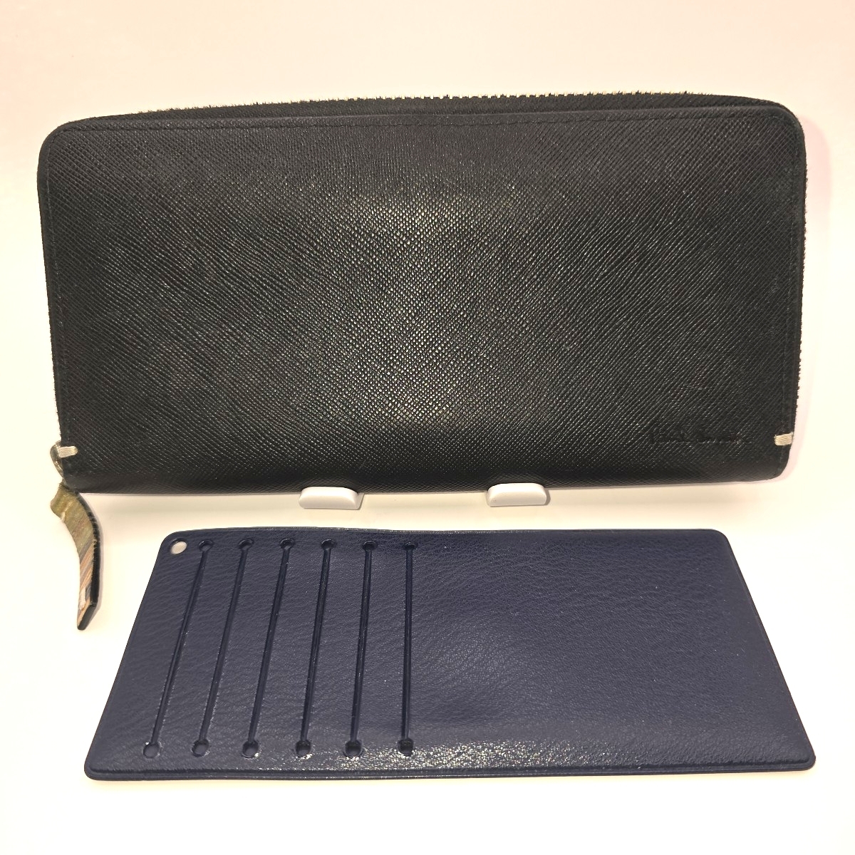 【中古品】①ポールスミス 長財布 ラウンドファスナー Paul Smith (ブラック)と②インナーカードケースのセット拍卖