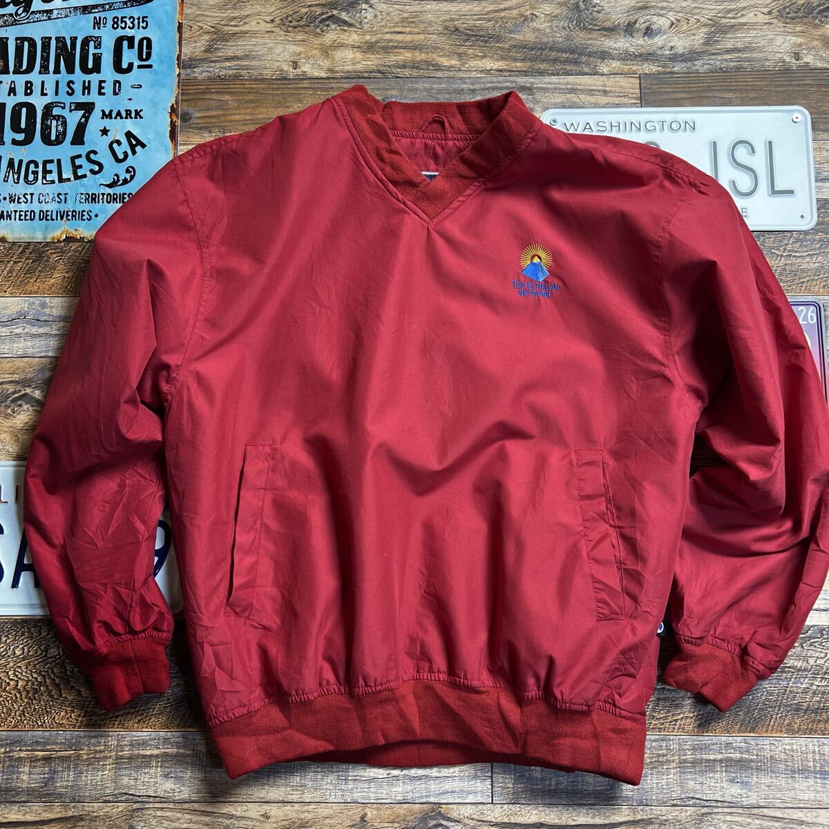 Holloway Vネック ナイロンプルオーバー アノラック レッド M拍卖