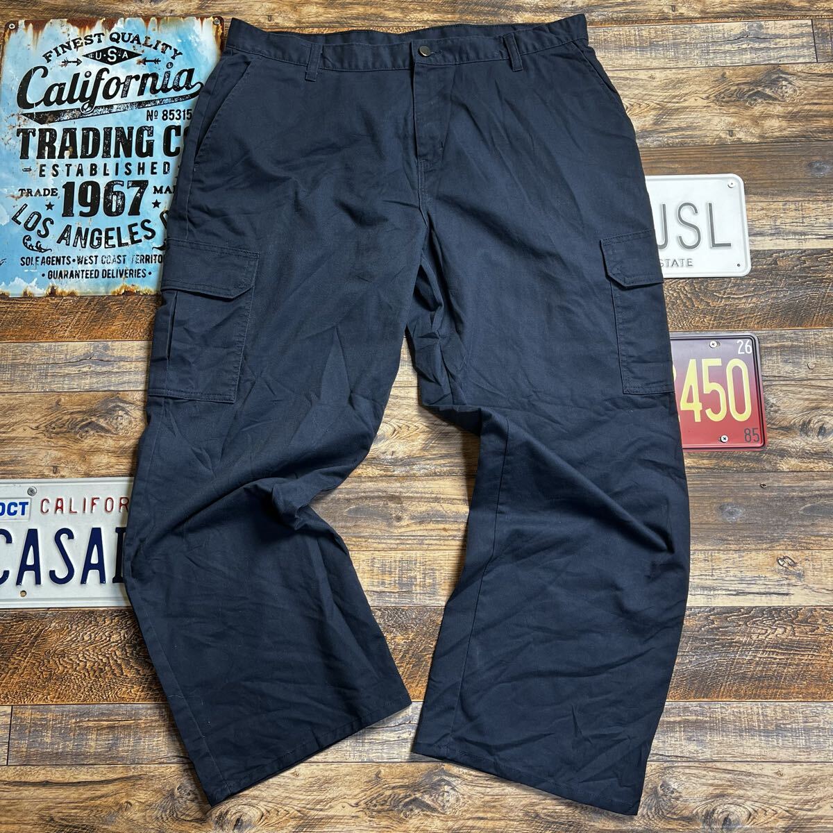 Dickies カーゴパンツ ネイビー W38 ワイド ワークパンツ ディッキーズ ニカラグア製拍卖