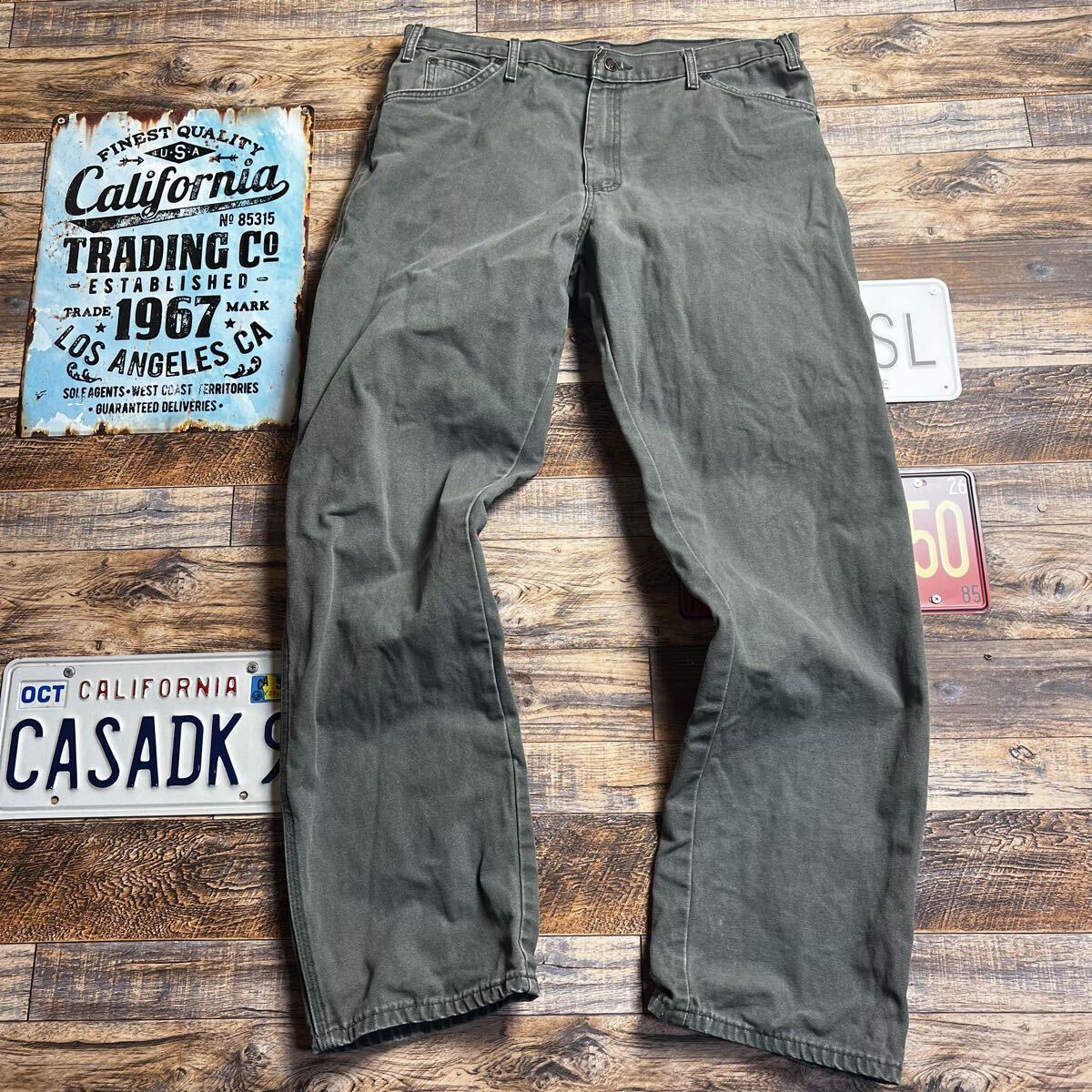 Dickies ダック地 ペインターパンツ フェードオリーブ W36 メキシコ製 2000s〜 ワークパンツ ディッキーズ 拍卖