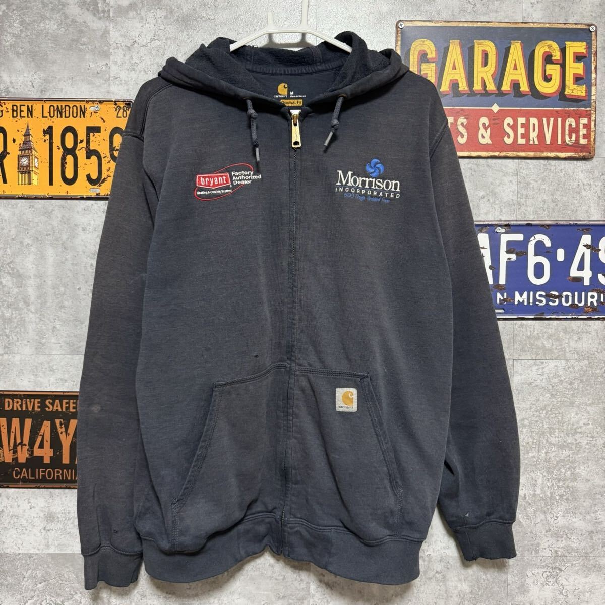 Carhartt 企業ロゴ刺繍 フルジップパーカー メキシコ製 Original Fit ネイビー M 拍卖