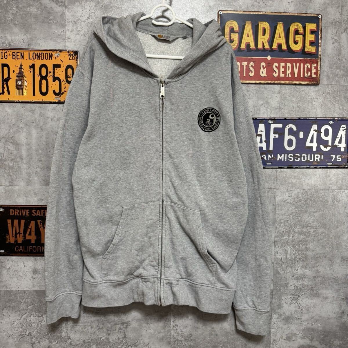 Carhartt カーハート フルジップ パーカー L グレー 刺繍ロゴ 90s〜00s 拍卖