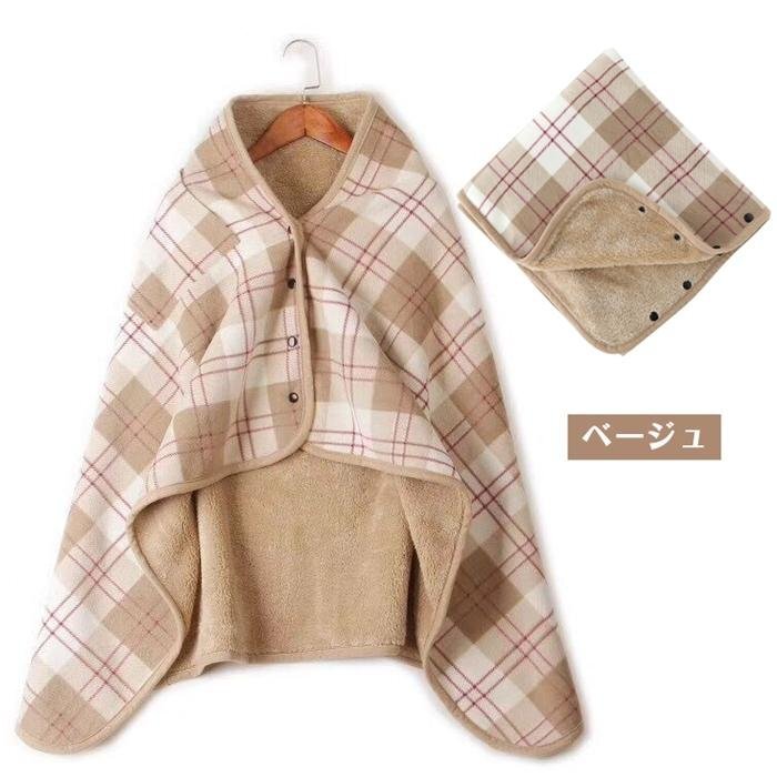 大判ブランケット ひざ掛け 裏起毛 ブランケット あったか フリース チェック柄 羽織る 100×140cm拍卖