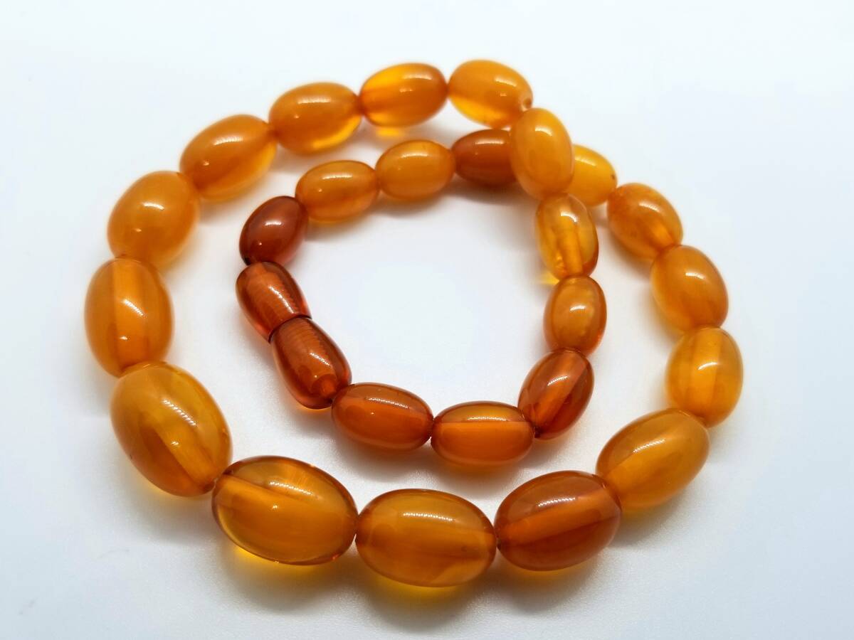 豪華!!鑑別カード付★天然琥珀 こはく グラデーション 連ネックレス★重量22.6g★約8.3~11.9mm★長さ約40.0cm★清掃済拍卖