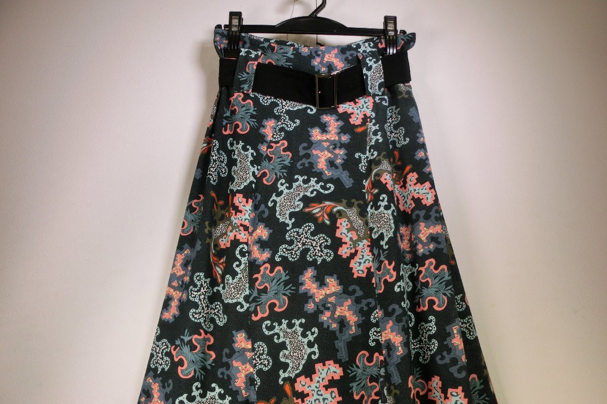 ♪美品★DOROTHEE SCHUMACHER/ドローシーシューマッハ(3)★ウエストベルト付きボタニカルフレアスカート拍卖