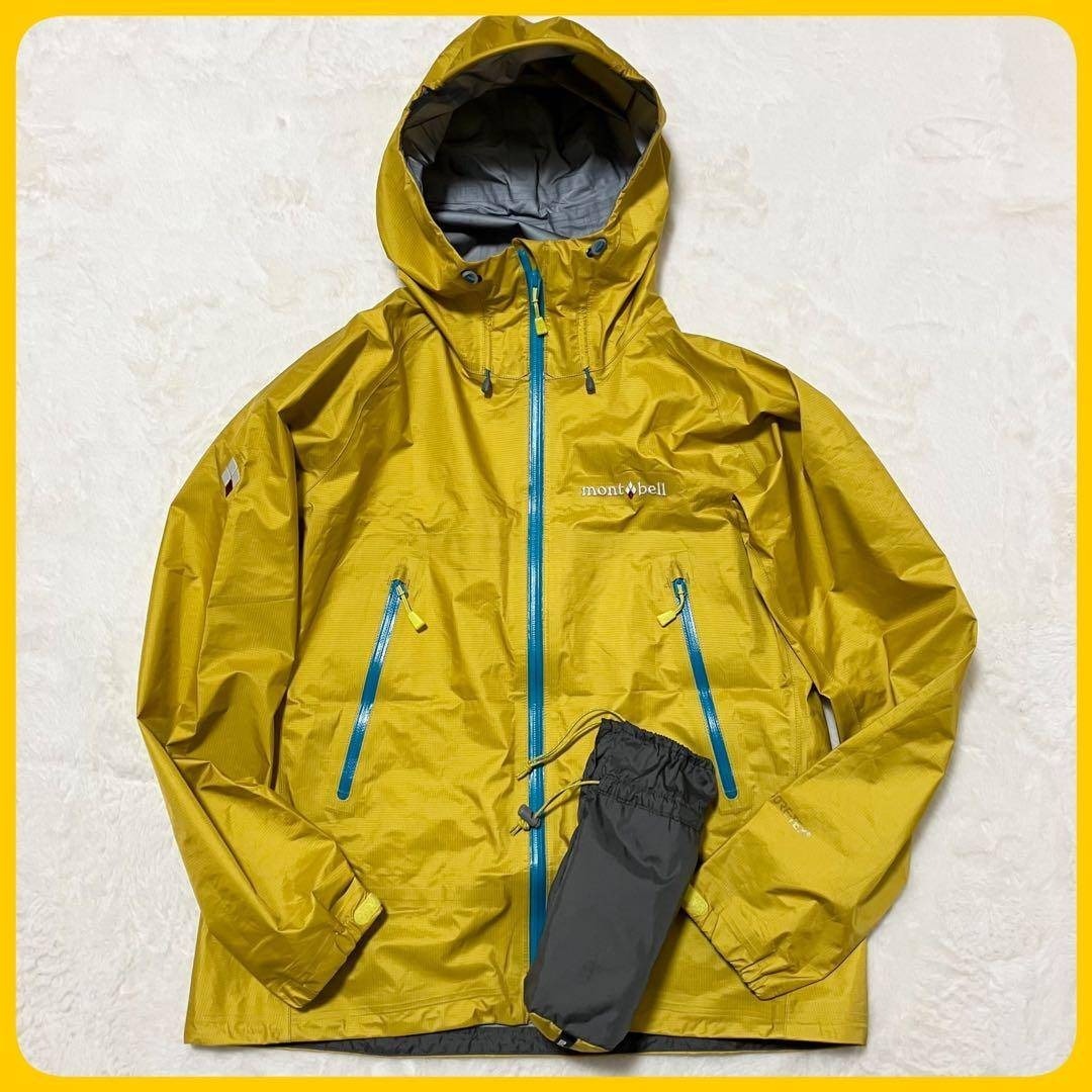 極美品 収納袋付 mont-bell ゴアテックス 防水 透湿 パーカ M 黄色拍卖