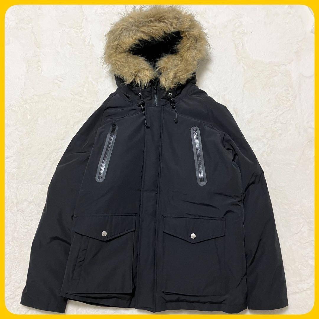 美品 SCHOTT ダウン ジャケット 黒 ファー フード M 肉厚拍卖