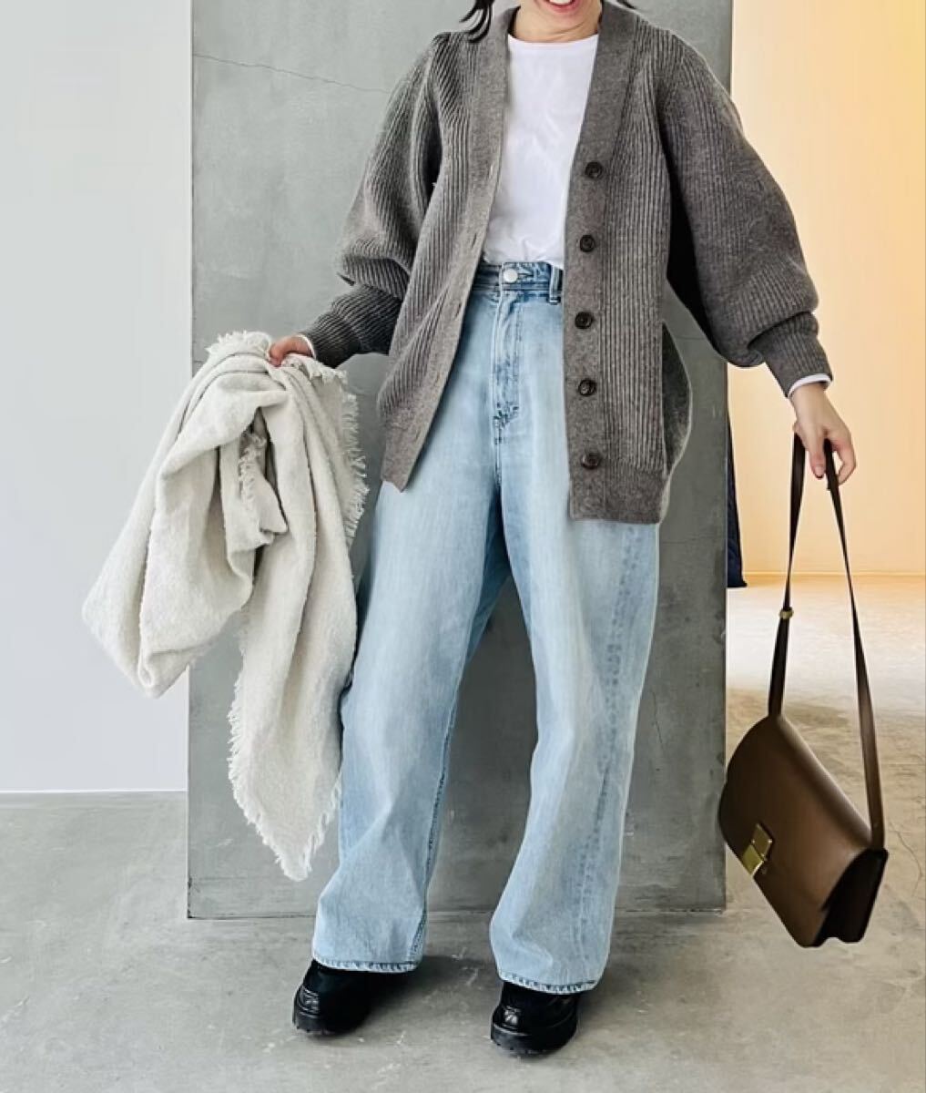 美品 H BEAUTY&YOUTH ユナイテッドアローズ ボリュームスリーブ カーディガン ニット セーター コート グレー ニットカーディガン拍卖