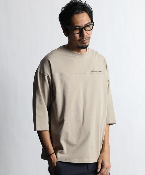 The DUFFER of ST.GEORGE 2022SS 7分袖 オーバーサイズ ビッグシルエット ワンポイントTシャツ ベージュ Mサイズ 美品拍卖
