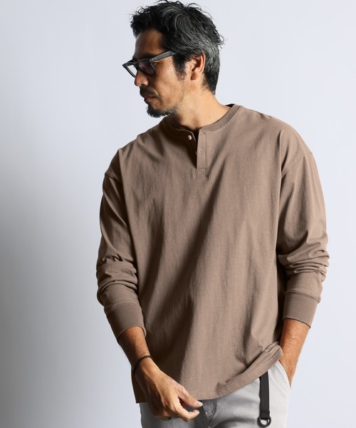 The DUFFER of ST.GEORGE 2023AW 8オンス ヘビーウェイト オーバーサイズ ヘンリーネック ロンT グレイッシュベージュ XL 美品拍卖
