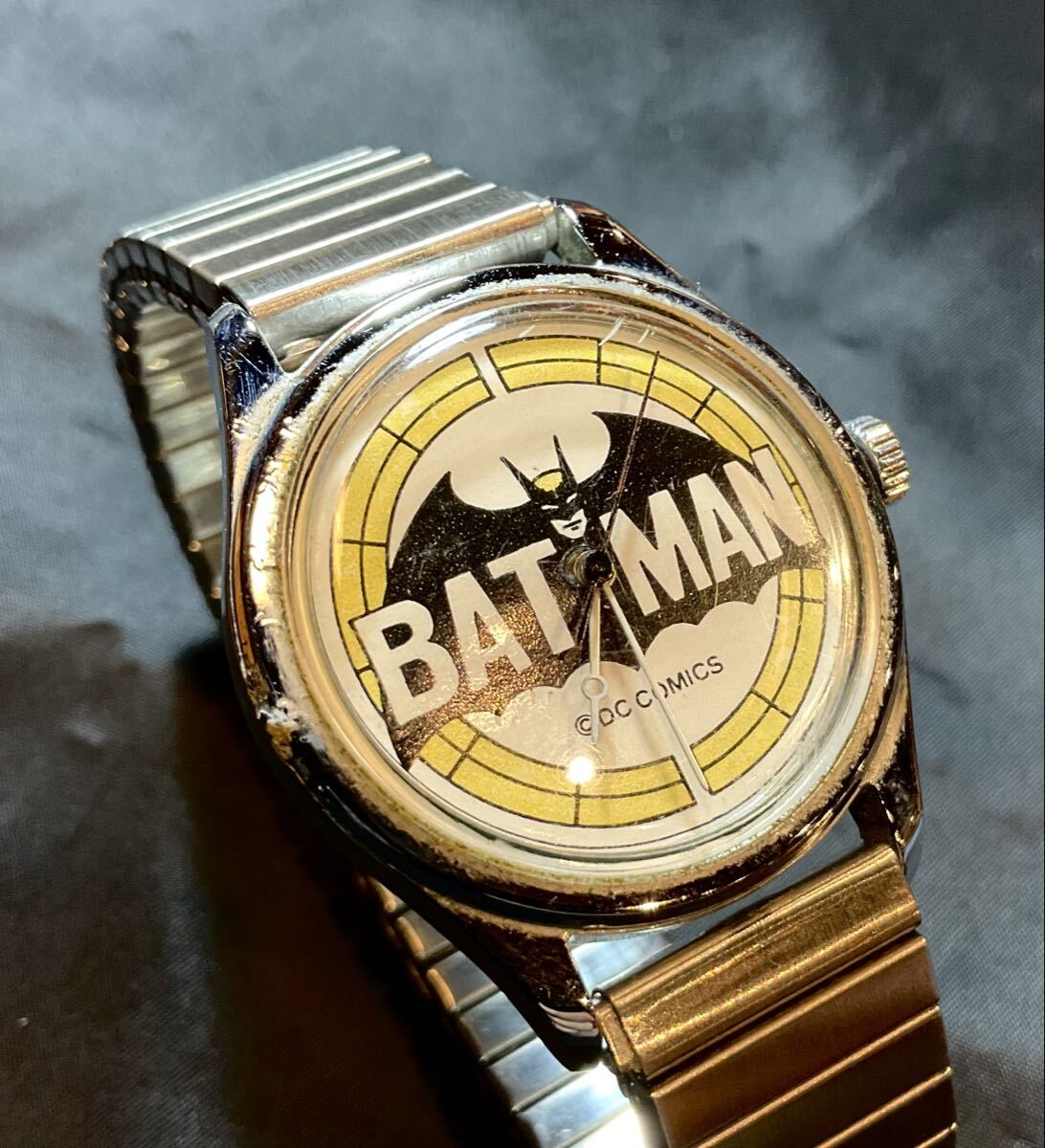 【時計】Q&Q バットマン 機械式手巻【ほぼ不動・ジャンク】BATMAN拍卖