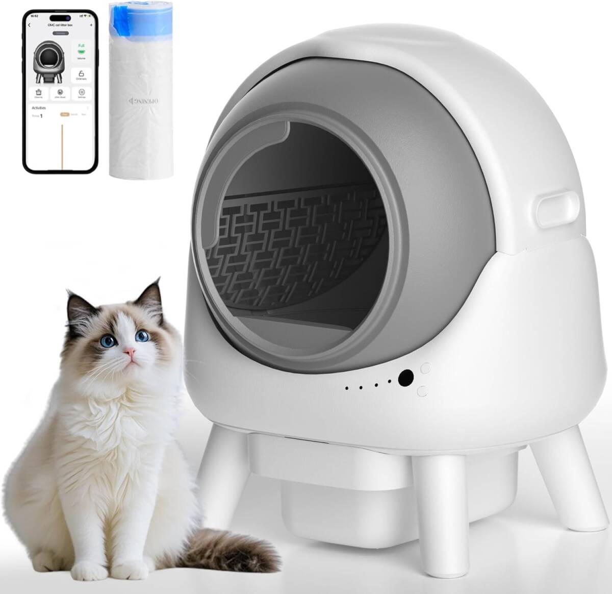 【セール】【遠隔操作&自動清掃】自動猫トイレ 多頭飼い 脱臭 臭い漏れ防止 大型猫もOK 大容量 iOS/Android対応 簡単組立 日本語説明書拍卖
