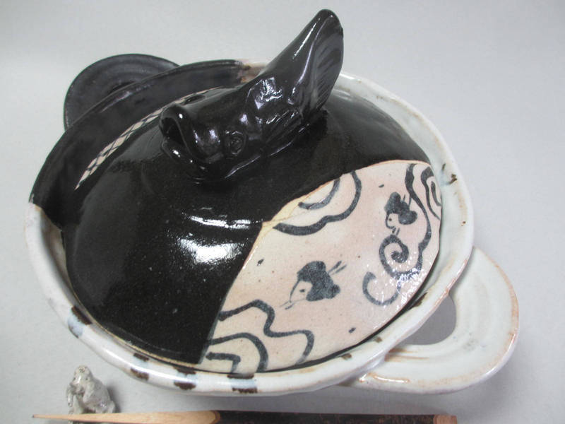 土鍋 黒織部 蟹文 深土鍋(大) (3~4人用) 佐藤和次 早蕨窯 S-710拍卖