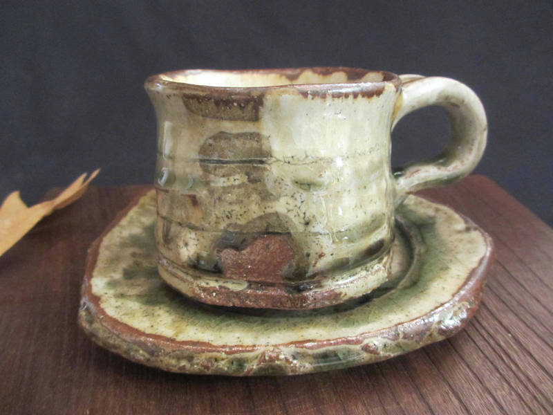 コーヒーカップ ビードロ 粉引 珈琲碗皿 (貼箱入) 浜田敦士作 (陶号露人) HA-194拍卖