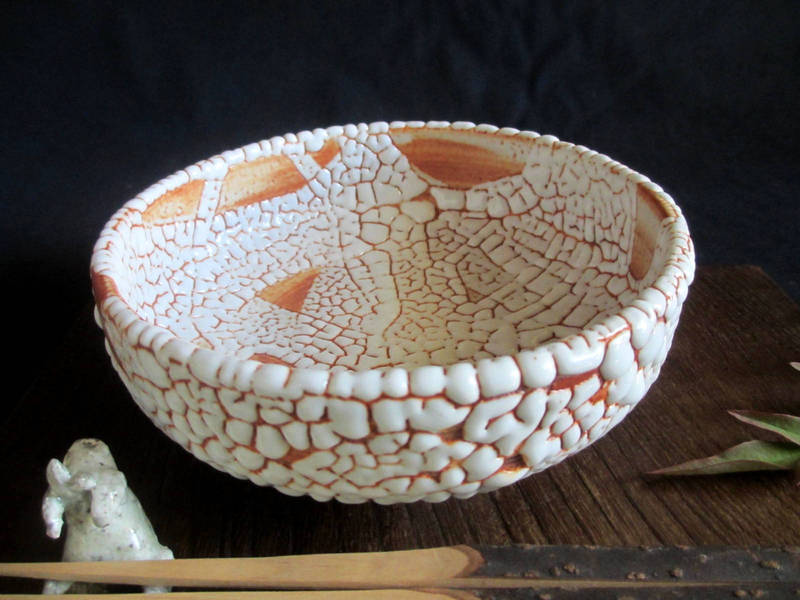 小鉢 梅花皮 赤志野 銅鑼鉢 康元窯・佐藤公一郎作 SK-169拍卖