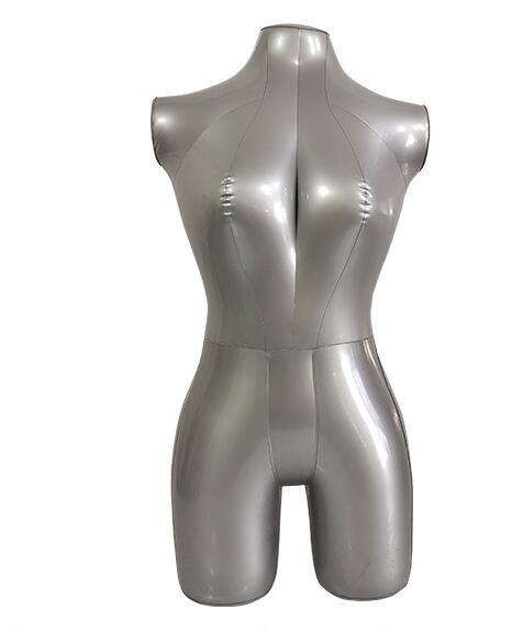 新品未使用エアーマネキン 風船 PVCボディートルソー レディース女性 シルバー 空気入れ付き拍卖