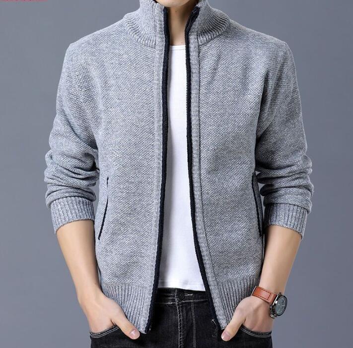 上質新品ジャケット グレー メンズ 服 ニット ジップアップ 裏起毛 裏フリース ブルゾン カーディガン ゴルフウェア 40代 50代 60代 冬 春拍卖