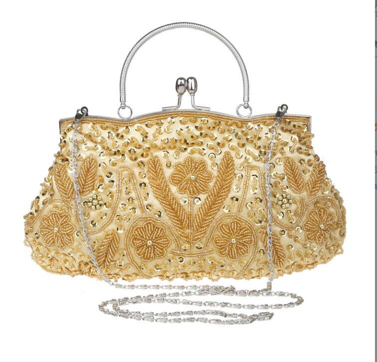 新品 パーティーバッグ 2WAY ロングチェーン ショルダーバッグ ビーズバッグ 可愛い の展開 結婚式 参列 二次会 クラッチバッグゴールド拍卖