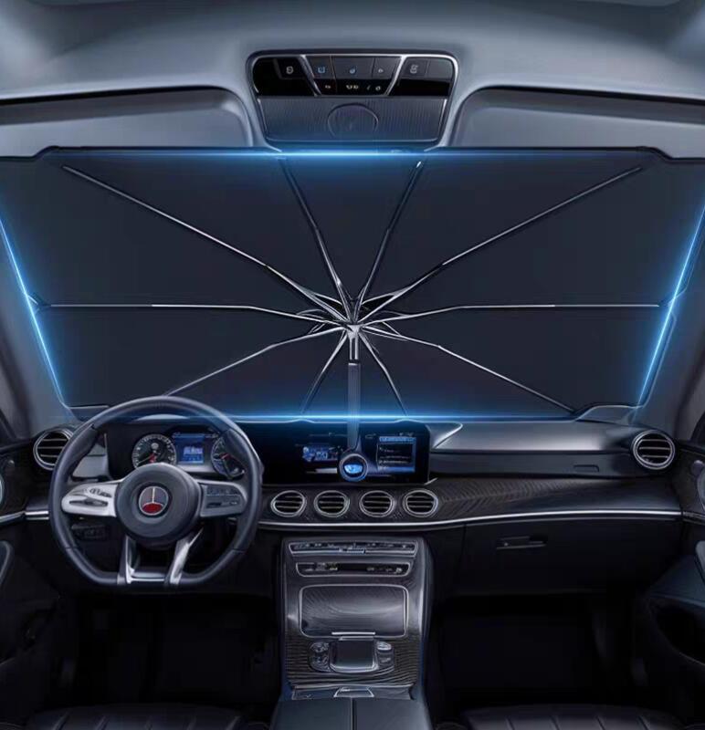 上質傘型 サンシェード 車 フロントガラス 遮光 遮熱 UVカット 日よけ 日除け 折りたたみ コンパクト メッシュ 夏拍卖