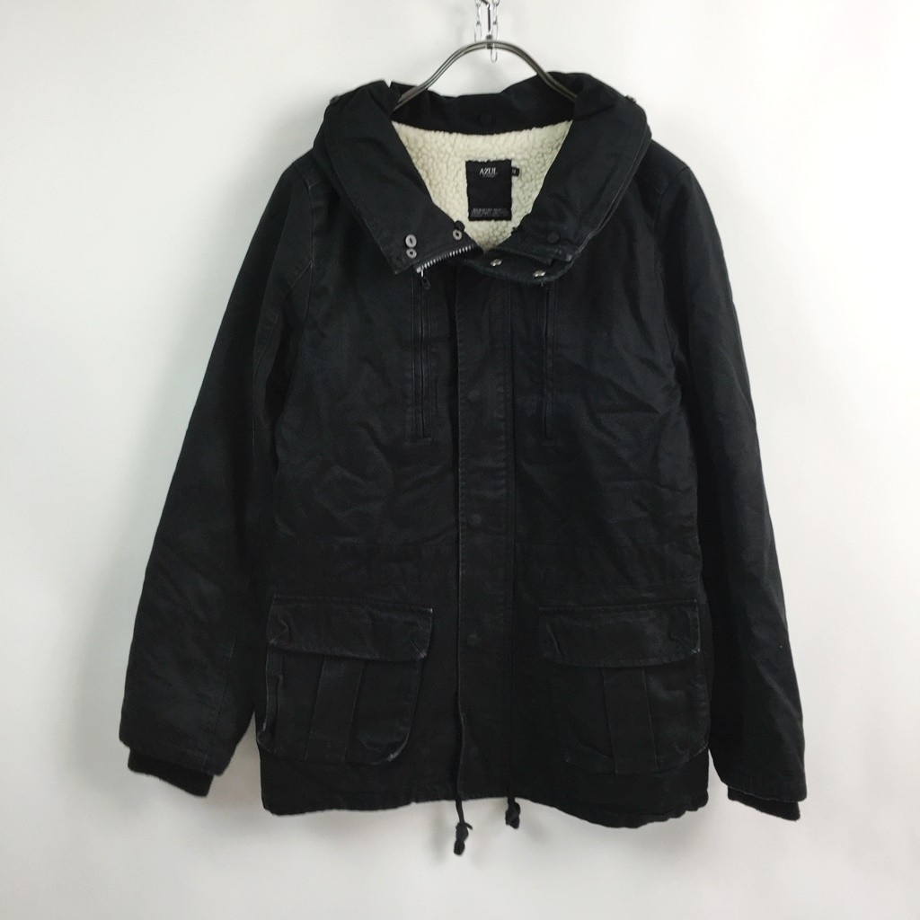 AZUL by moussy/アズールバイマウジー 中綿ジャケット 内ボア コットン100% ブラック 黒 サイズM レディース拍卖