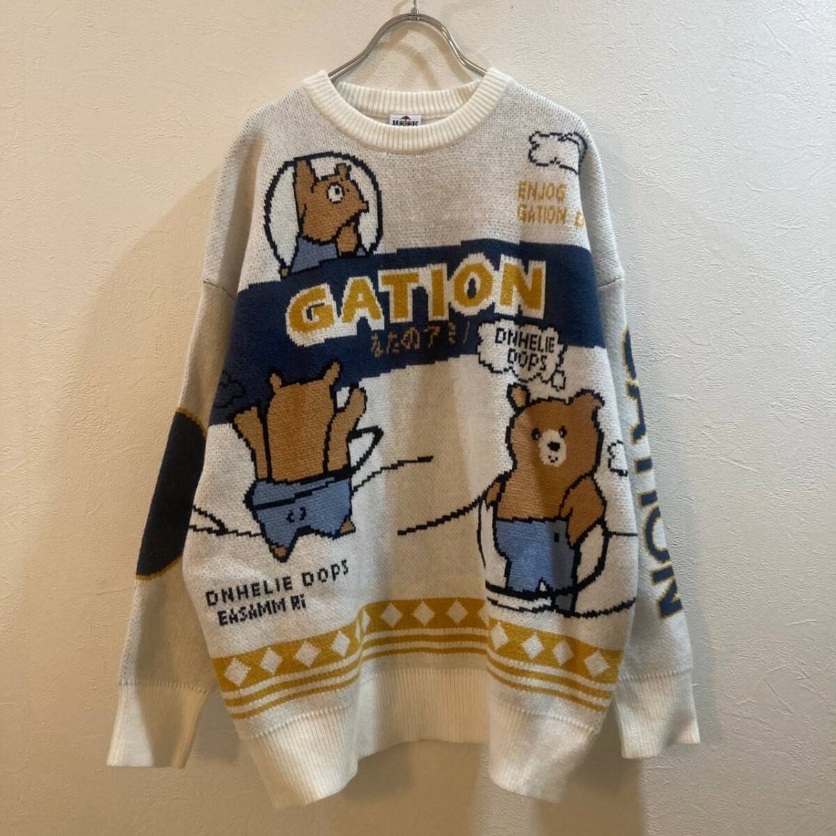 HOOK/ 長袖 GATION セーター ホワイト メンズ L拍卖