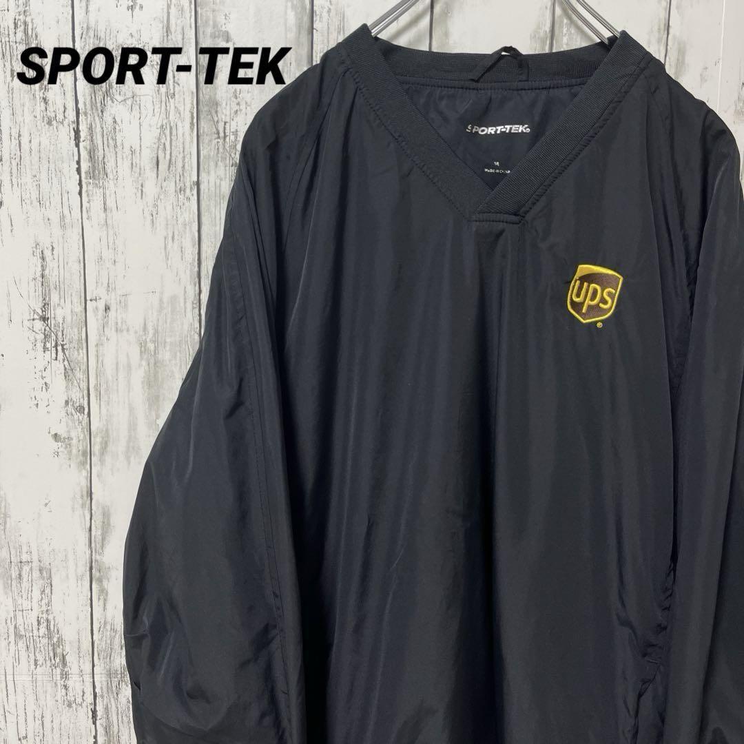 C2581 SPORT-TEK ジャケット ブルゾン プルオーバー 刺繍ロゴ 黒 アメリカ古着 ジャンパー アウター スポーツ 上着 カジュアル M拍卖