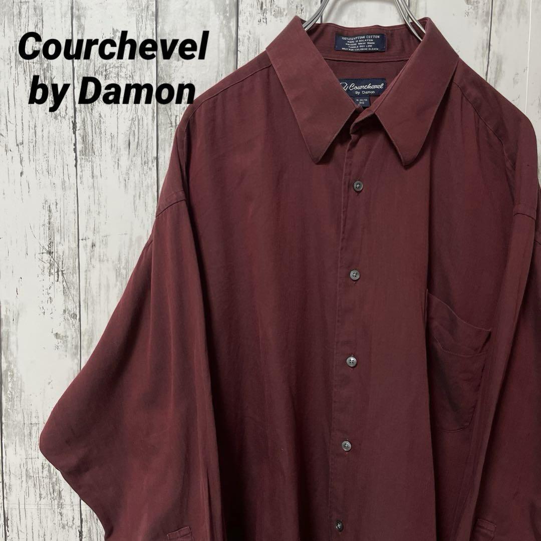 C2600 長袖シャツ バーガンディ オーバーサイズ 無地 ビッグシルエット レッド コットン 秋シャツ シンプル 海外古着 アメリカ古着拍卖