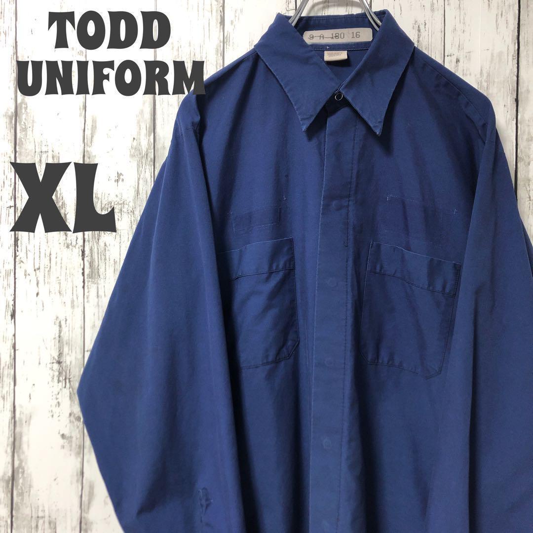 TODD UNIFORM アメリカ古着 ワークシャツ 企業 メンズ 長袖シャツ オーバーサイズ ビッグシルエット オシャレ シンプル 海外 XL古着拍卖