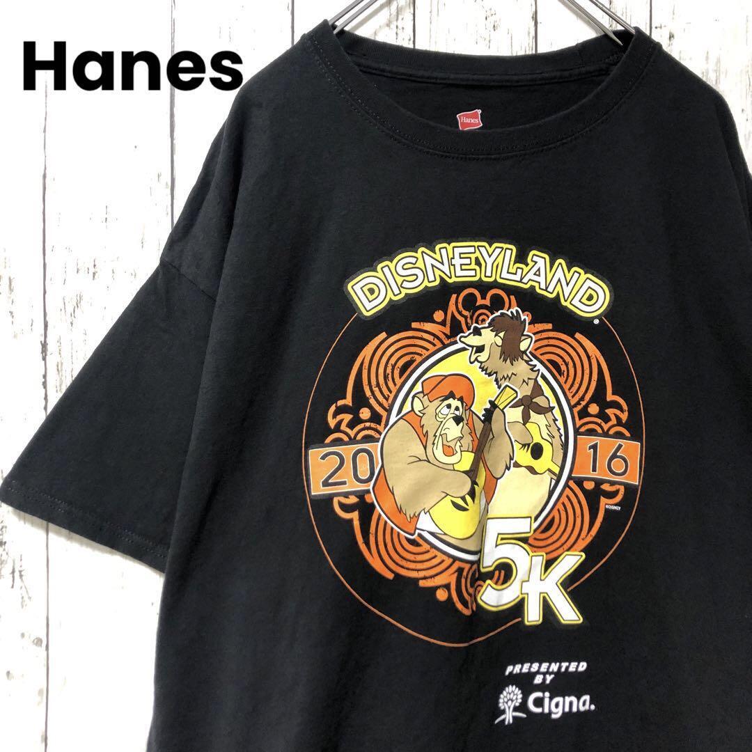 C1811 Hanes ヘインズ アメリカ古着 半袖シャツ Tシャツ カントリーベア ディズニー 海外古着 ビックシルエット ブラック XL拍卖