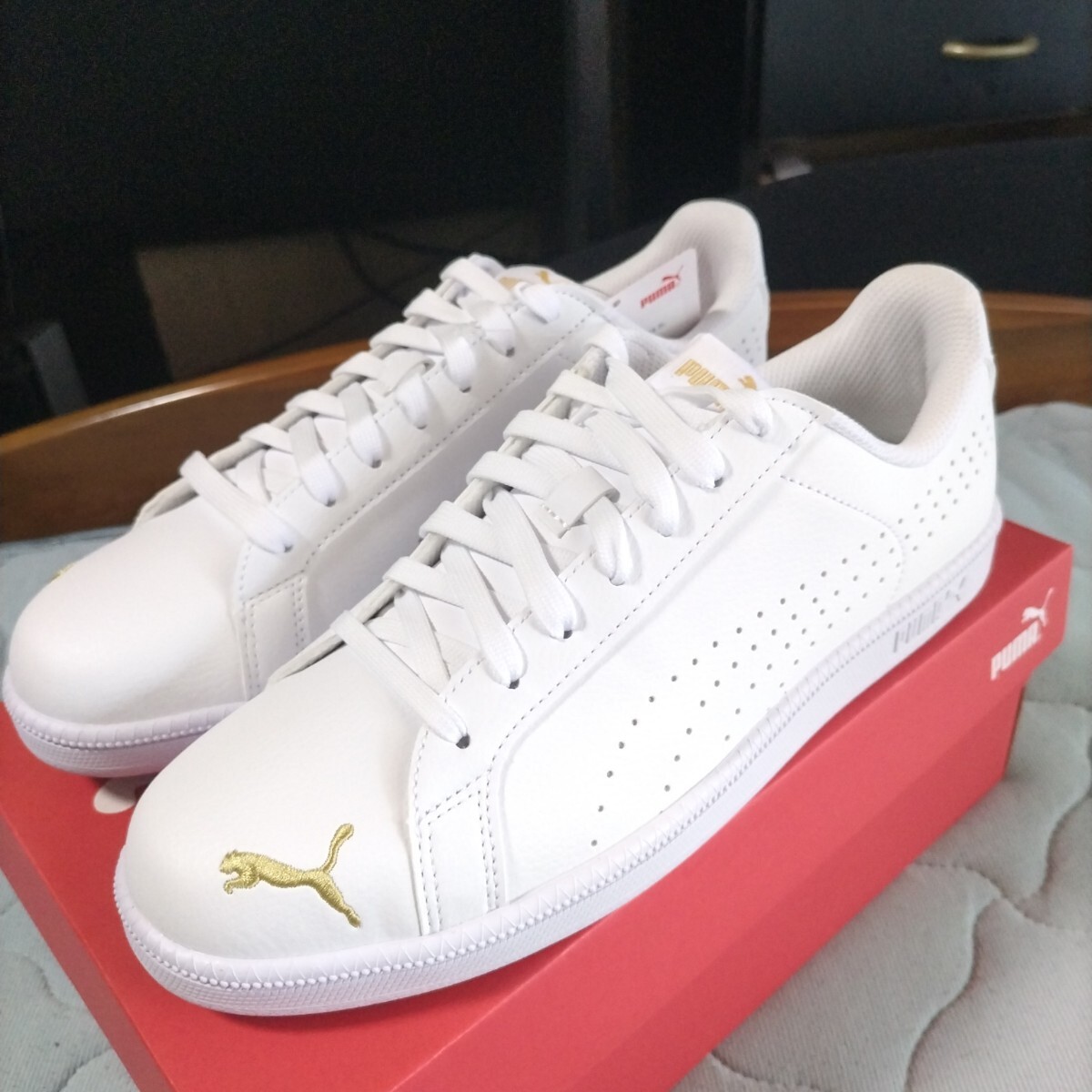■新品■26.0cm プーマ スマッシュキャット パーフ FS SL スニーカー ホワイト/ゴールド拍卖