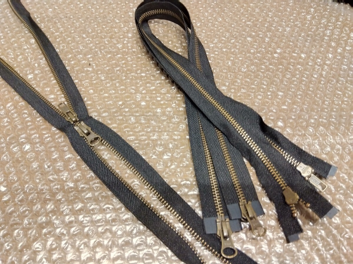 3本セット 58cm YKK 逆開オープンファスナー 金属ファスナー 黒ブラック アンティークゴールド 5号 58㎝ ハンドメイド 材料手芸用品 001拍卖