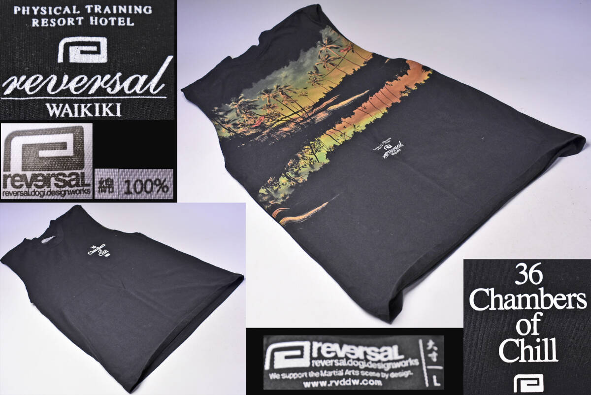 reversal ★ リバーサル ★ カットオフ ノースリーブ Tシャツ / CUT OFF TEE ★ rv24ss002-BK ★ 黒 L 綿100% バックプリント ★ 中古品拍卖