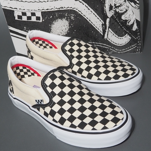 デッド!! 新品 USA限定 US 9 /27cm VANS SKATE SLIP-ON PRO スリッポン 白黒 チェッカ- USA企画 拍卖