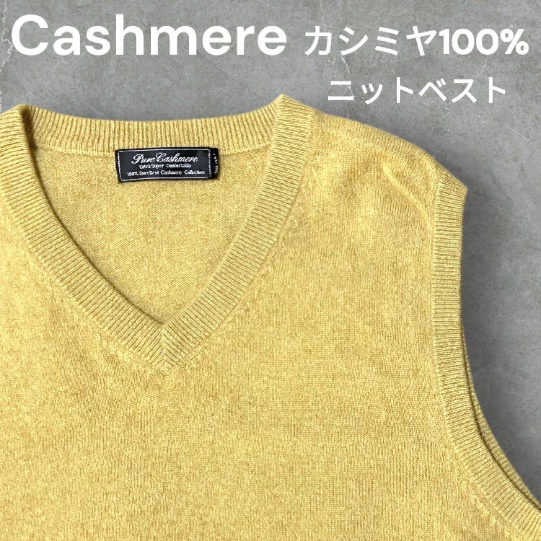 【人気】Cashmere カシミヤ100% Vネックニットベスト size:LL カシミア ノースリーブ オフィスカジュアル フォーマル ベーシック メンズ拍卖