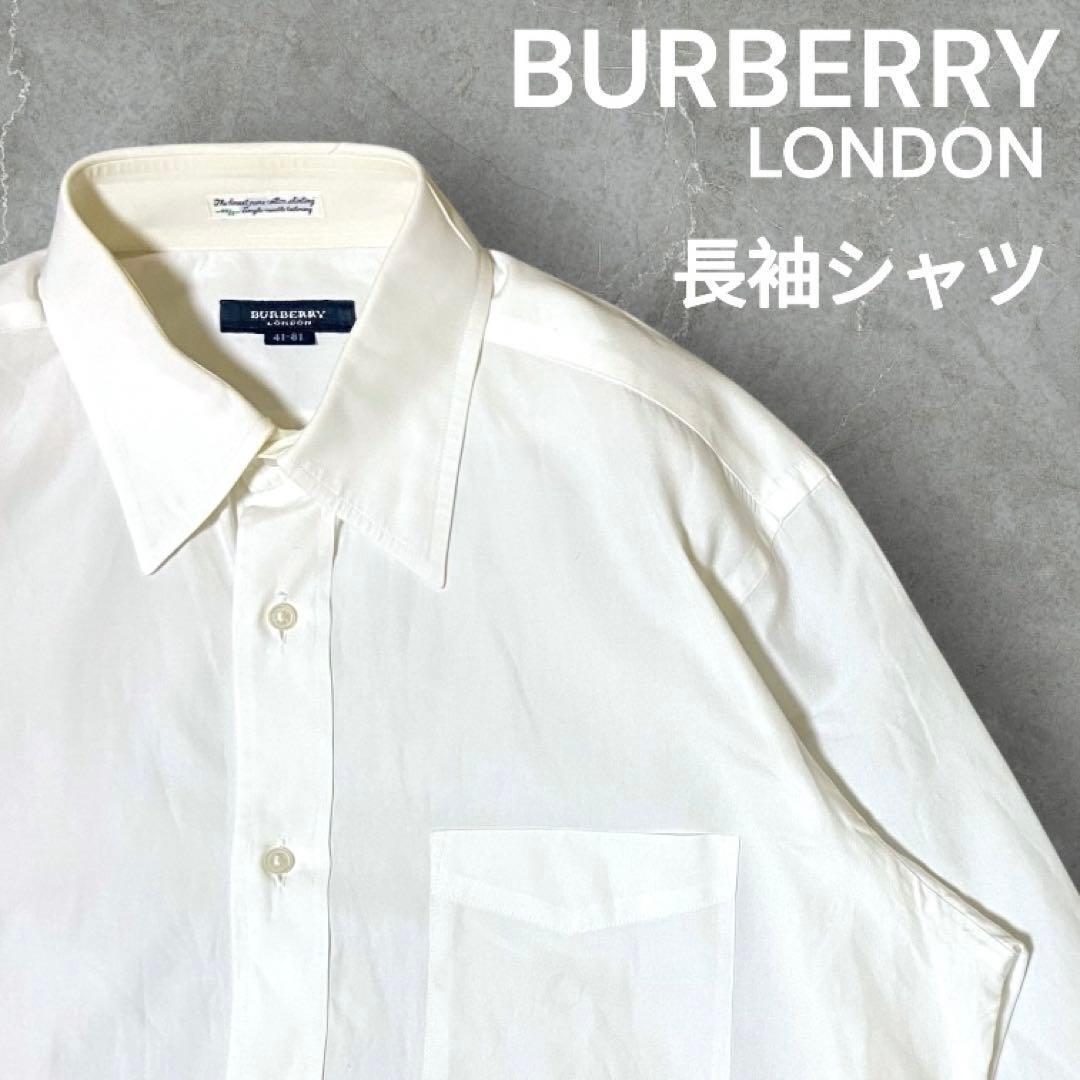 【人気】BURBERRY LONDON バーバリー 長袖ビジネスシャツ ホワイト ロンドン オフィスカジュアル フォーマル 日本製 ホワイト メンズ拍卖