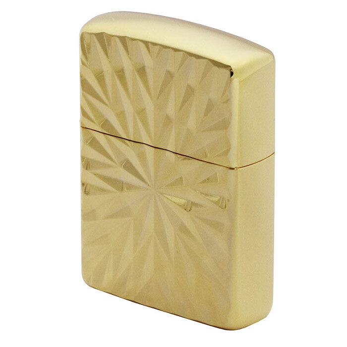 ジッポー #162アーマー(鎧)2面加工 ダイヤカット ゴールド 162G-2RDC&ギフトボックスセット(オイル+フリント+BOX)/送料無料拍卖