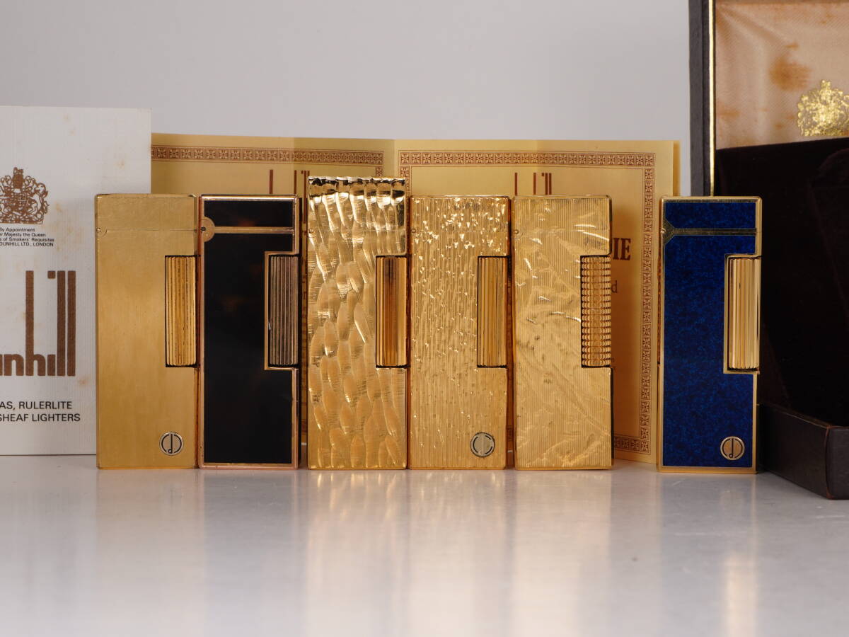 Dunhill ダンヒル ガスライター 6点セット 金メッキ 各種模様 部分箱付 現状品拍卖