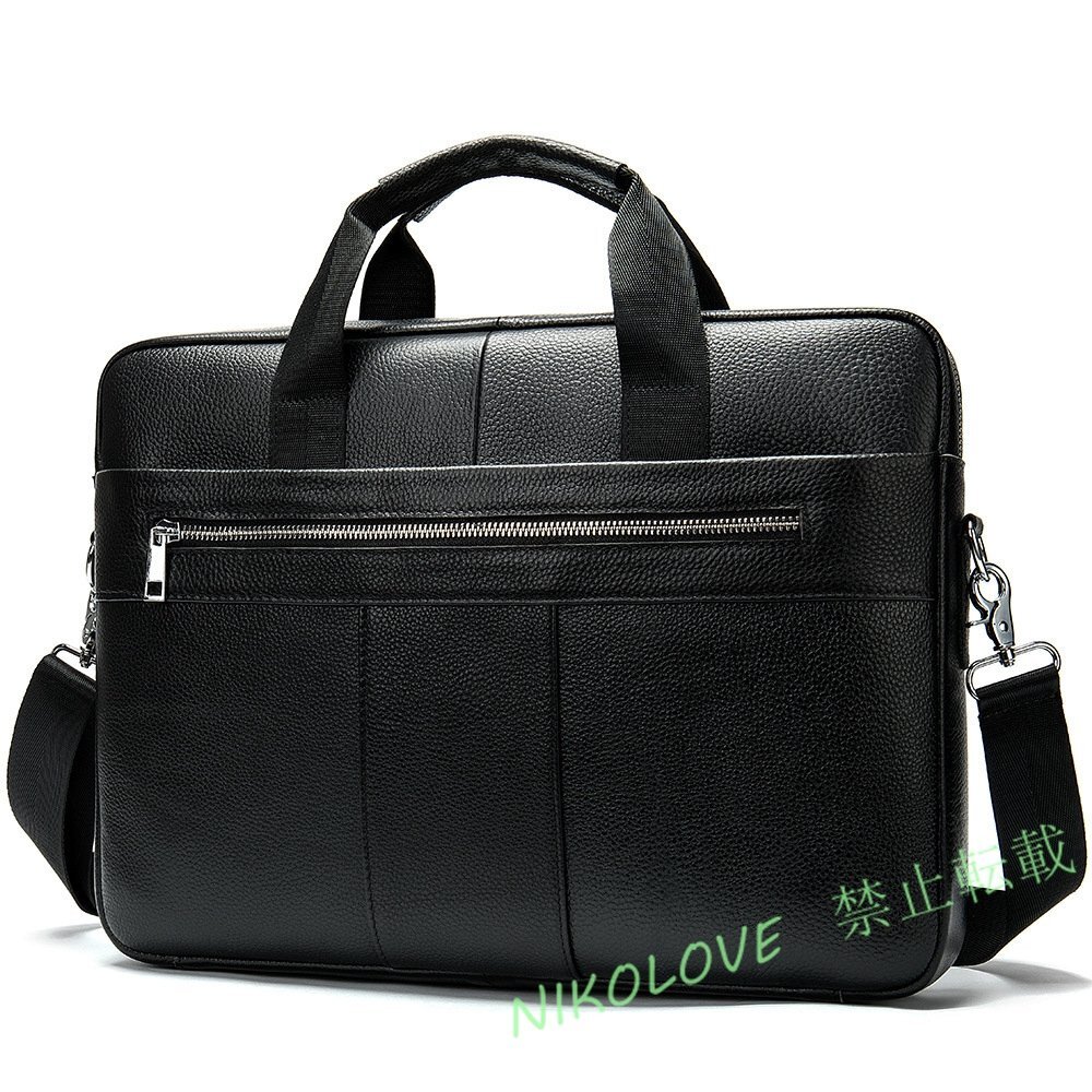 ☆新品牛革 本革 上品 メンズバッグ ビジネスバッグ ノートパソコン ブリーフケース A4 レザー 通勤鞄 手提げバッグ 黒拍卖